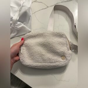 lululemon athletica Cream Sherpa Crossbody with Gold Accent